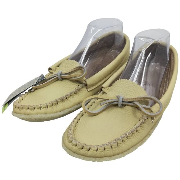 Bastien Handmade Indigenous Huron Slip On Moccasin Slippers Size 9 Leather Shoe - Picture 1 of 11